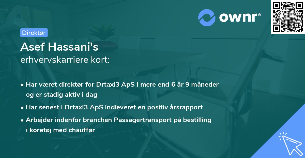 Asef Hassani's erhvervskarriere kort