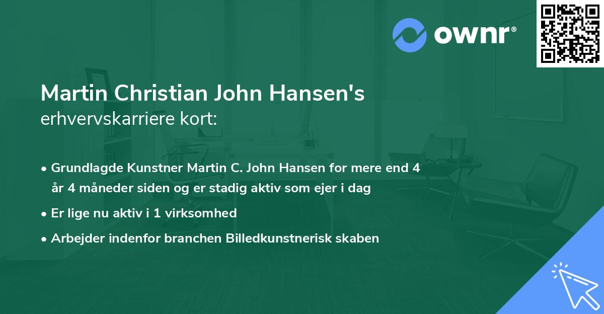 Martin Christian John Hansen's erhvervskarriere kort