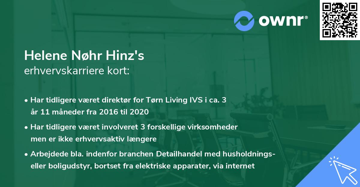 Helene Nøhr Hinz's erhvervskarriere kort