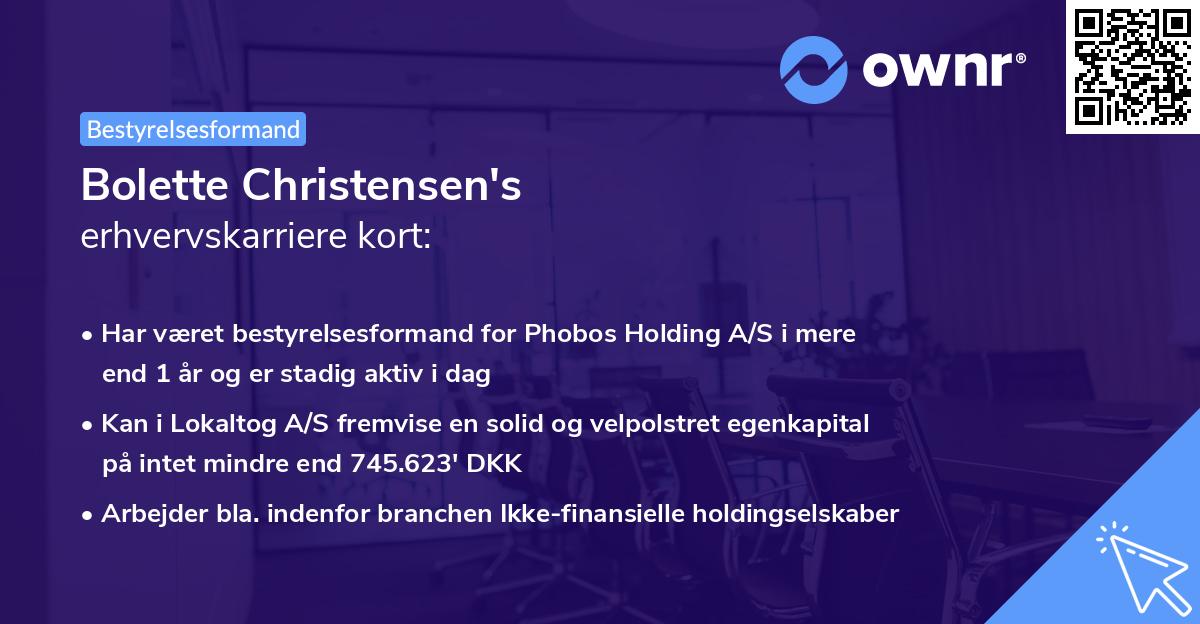 Bolette Christensen's erhvervskarriere kort