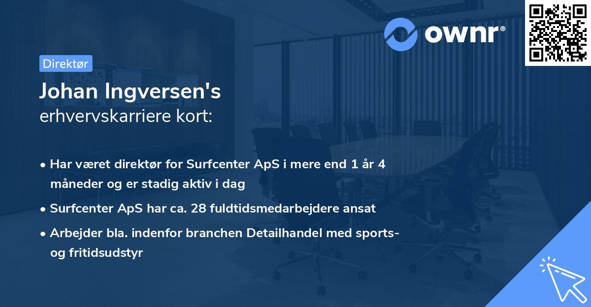 Johan Ingversen's erhvervskarriere kort