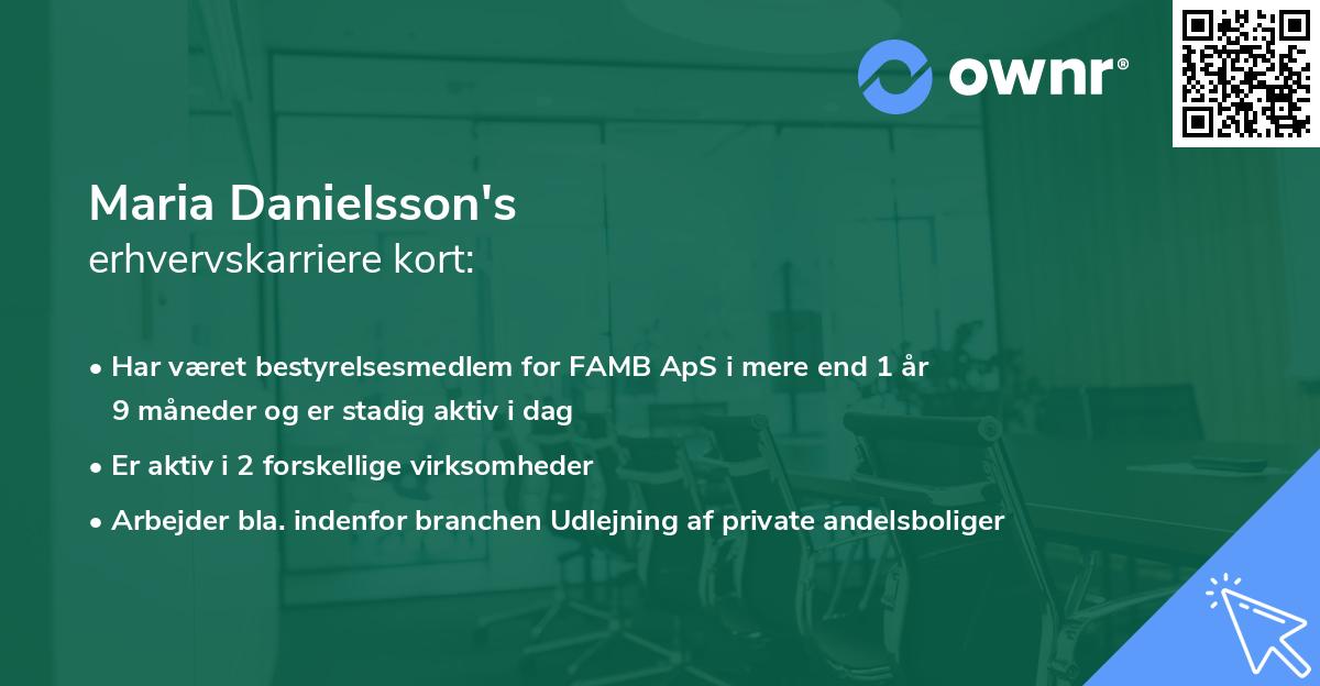 Maria Danielsson's erhvervskarriere kort