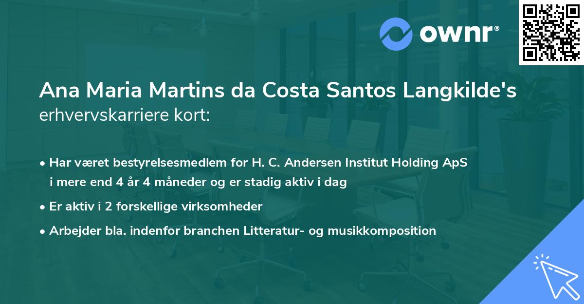 Ana Maria Martins da Costa Santos Langkilde's erhvervskarriere kort