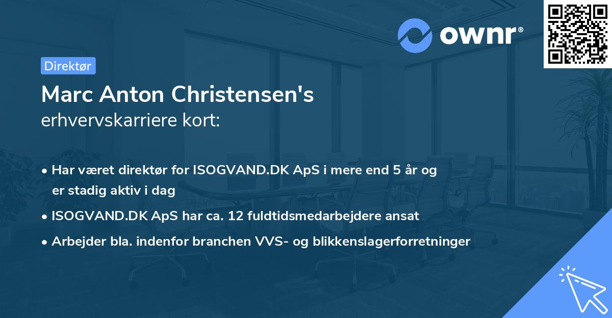 Marc Anton Christensen's erhvervskarriere kort