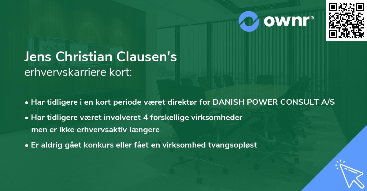 Jens Christian Clausen's erhvervskarriere kort