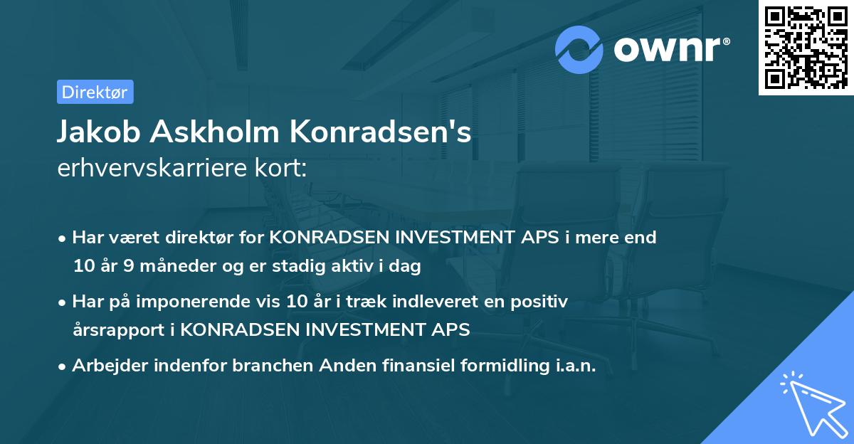 Jakob Askholm Konradsen's erhvervskarriere kort