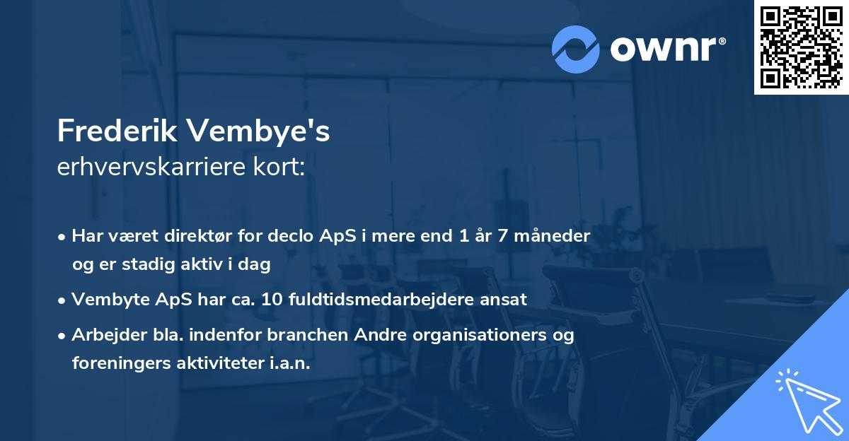 Frederik Vembye's erhvervskarriere kort