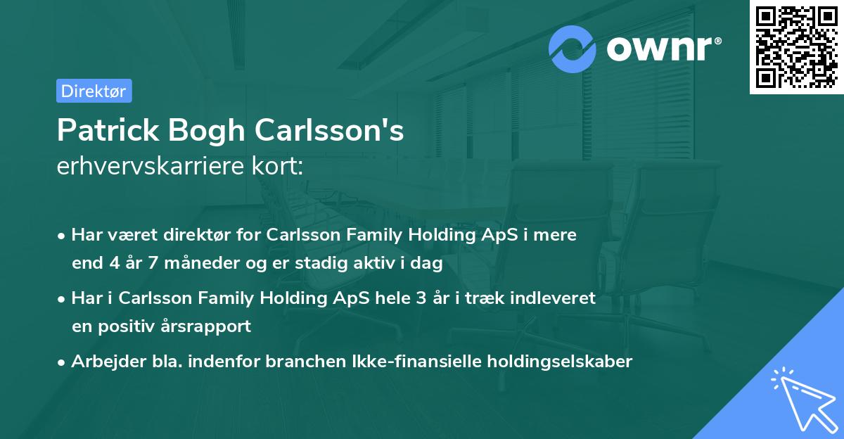 Patrick Bogh Carlsson's erhvervskarriere kort