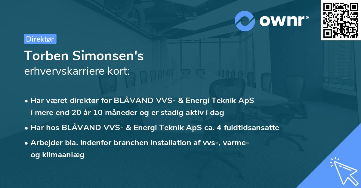 Torben Simonsen's erhvervskarriere kort