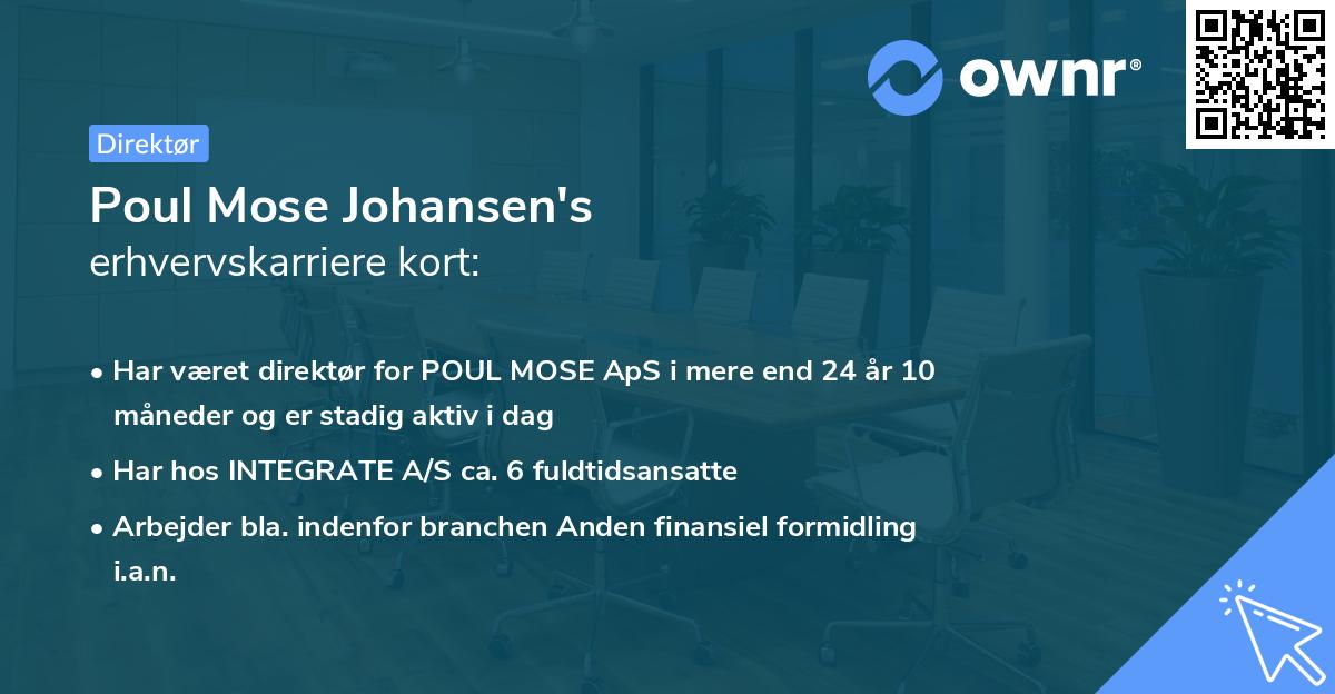 Poul Mose Johansen's erhvervskarriere kort