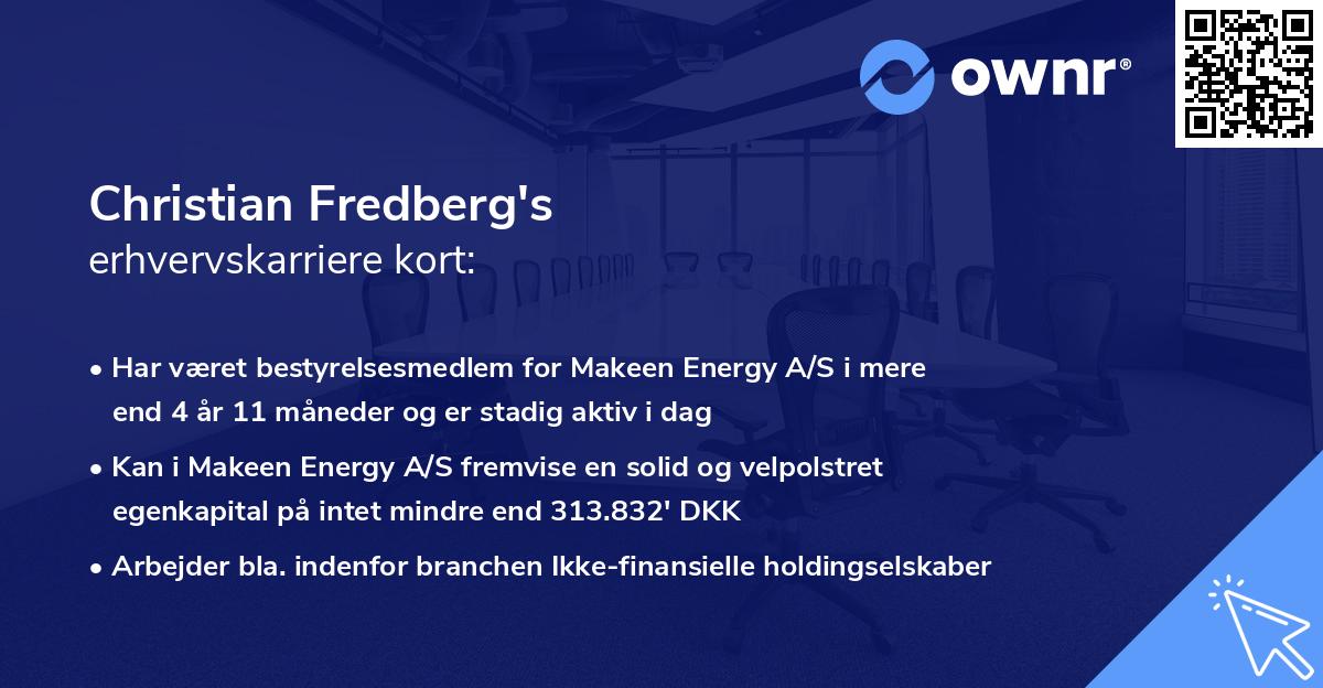 Christian Fredberg's erhvervskarriere kort
