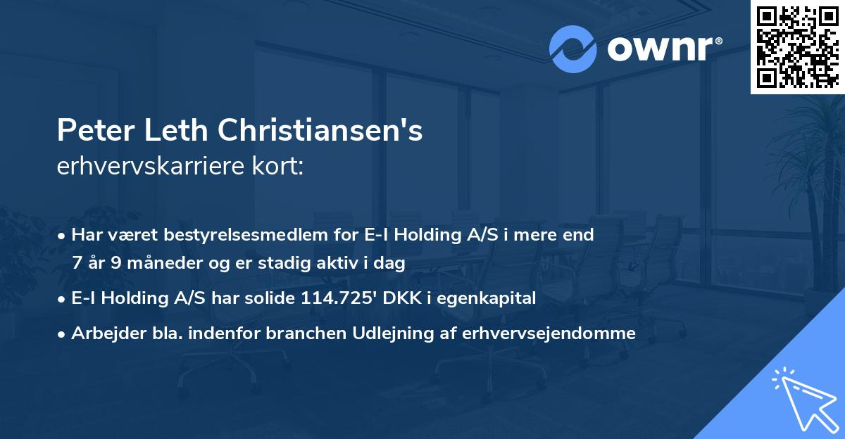 Peter Leth Christiansen's erhvervskarriere kort