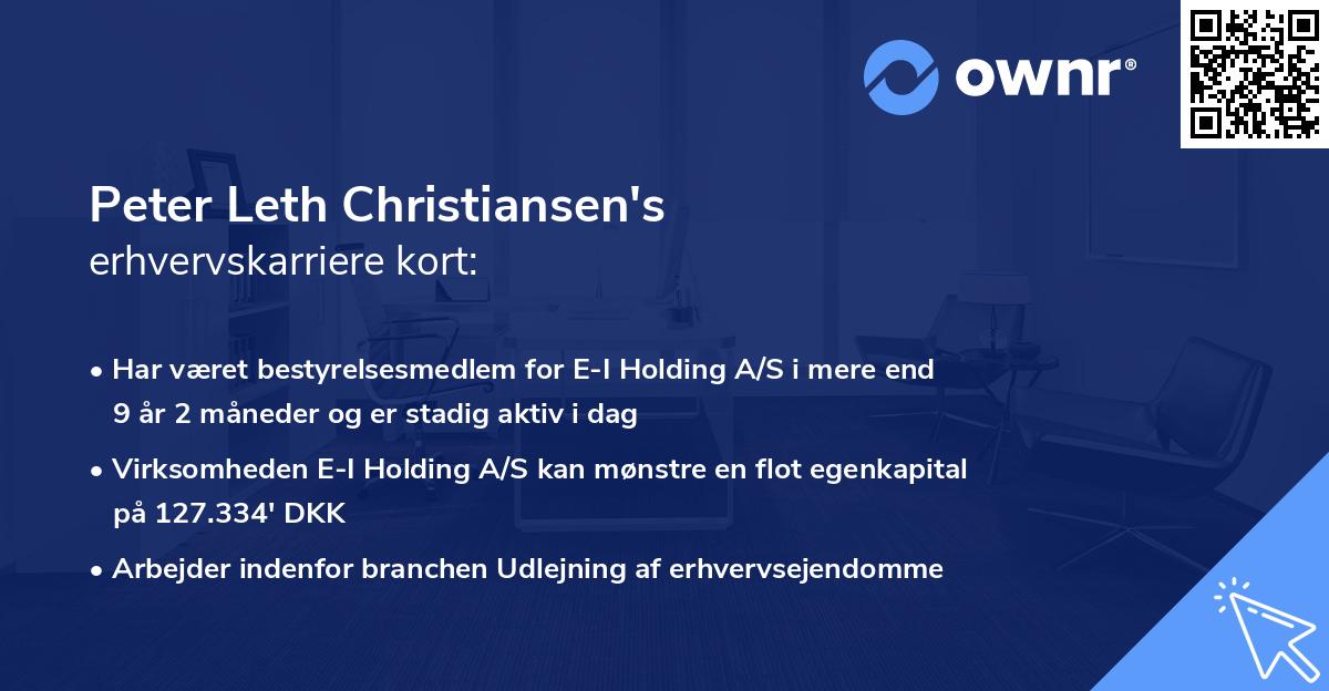 Peter Leth Christiansen's erhvervskarriere kort