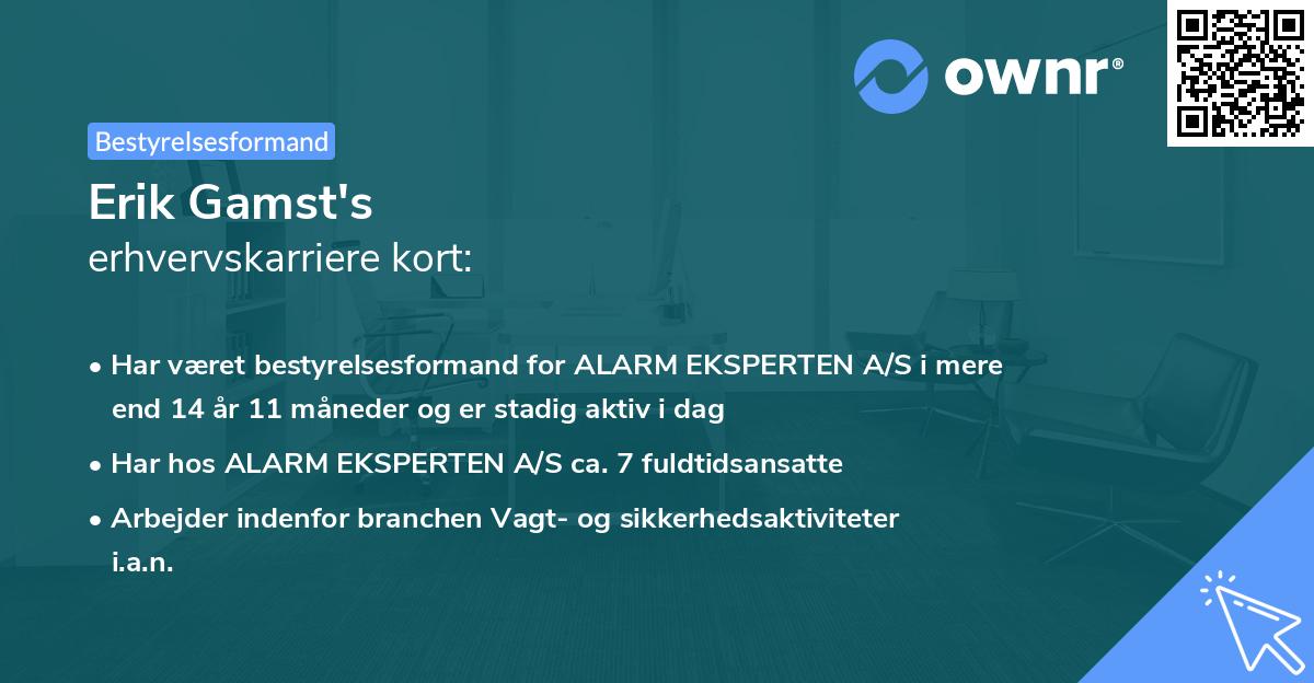 Erik Gamst's erhvervskarriere kort