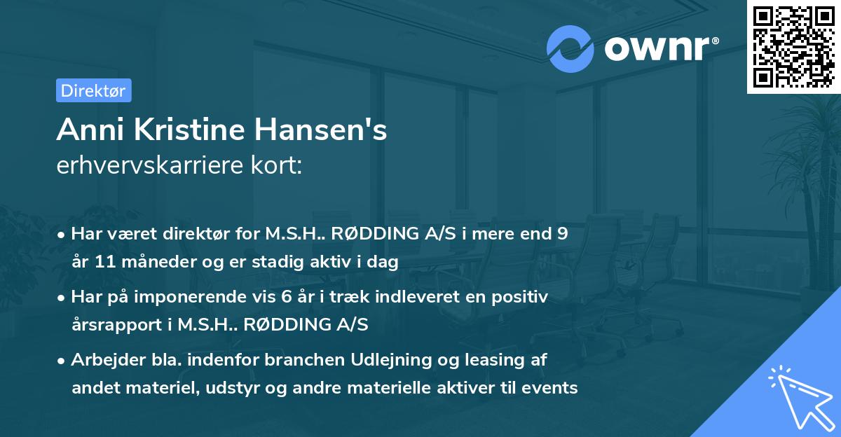 Anni Kristine Hansen's erhvervskarriere kort