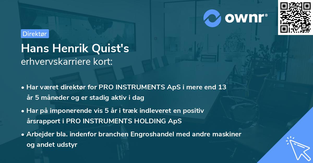 Hans Henrik Quist's erhvervskarriere kort