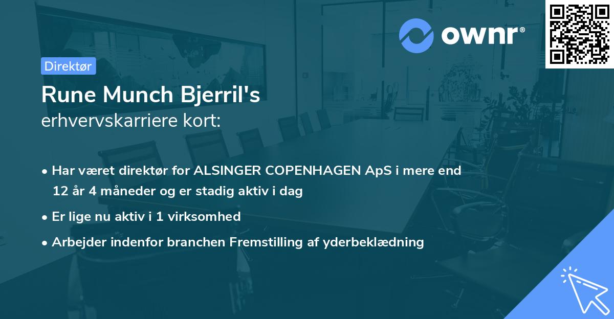 Rune Munch Bjerril's erhvervskarriere kort