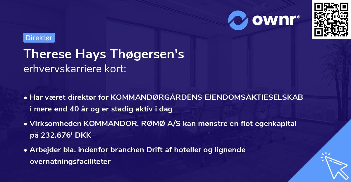 Therese Hays Thøgersen's erhvervskarriere kort