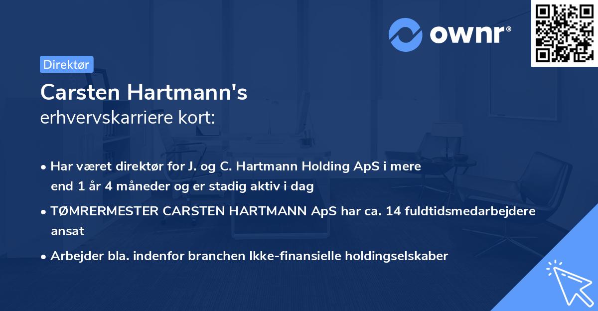 Carsten Hartmann's erhvervskarriere kort