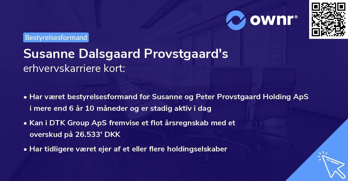 Susanne Dalsgaard Provstgaard's erhvervskarriere kort