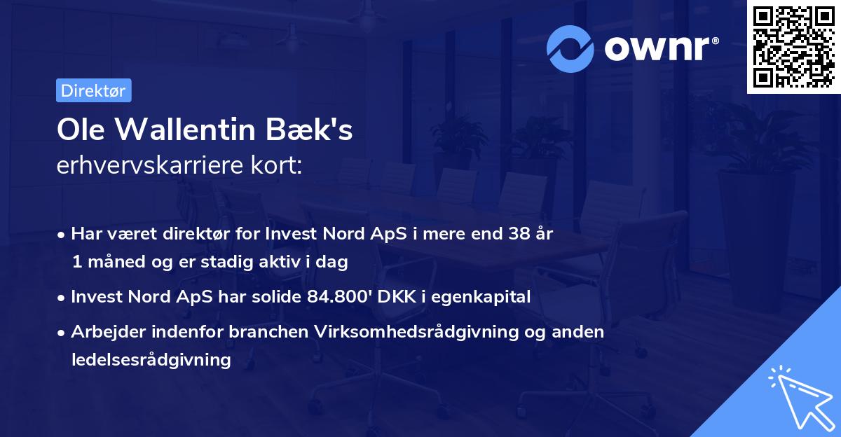 Ole Wallentin Bæk's erhvervskarriere kort