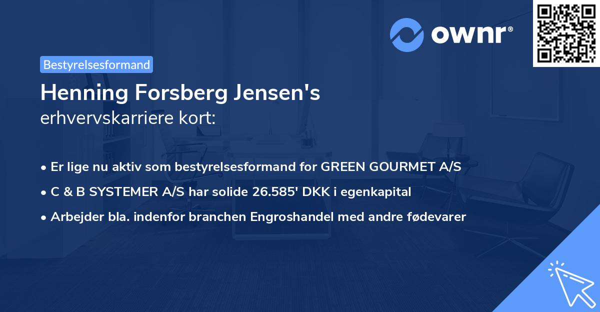 Henning Forsberg Jensen's erhvervskarriere kort