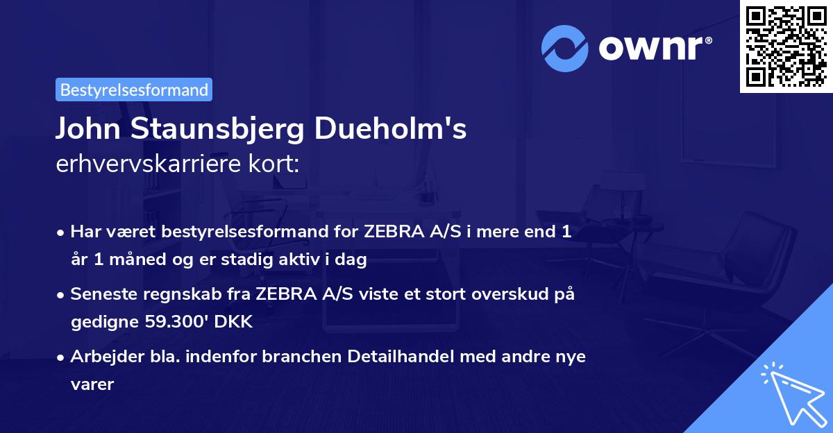John Staunsbjerg Dueholm's erhvervskarriere kort