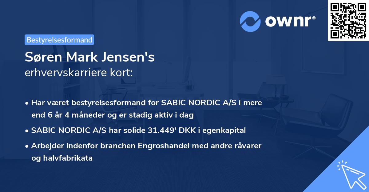 Søren Mark Jensen's erhvervskarriere kort