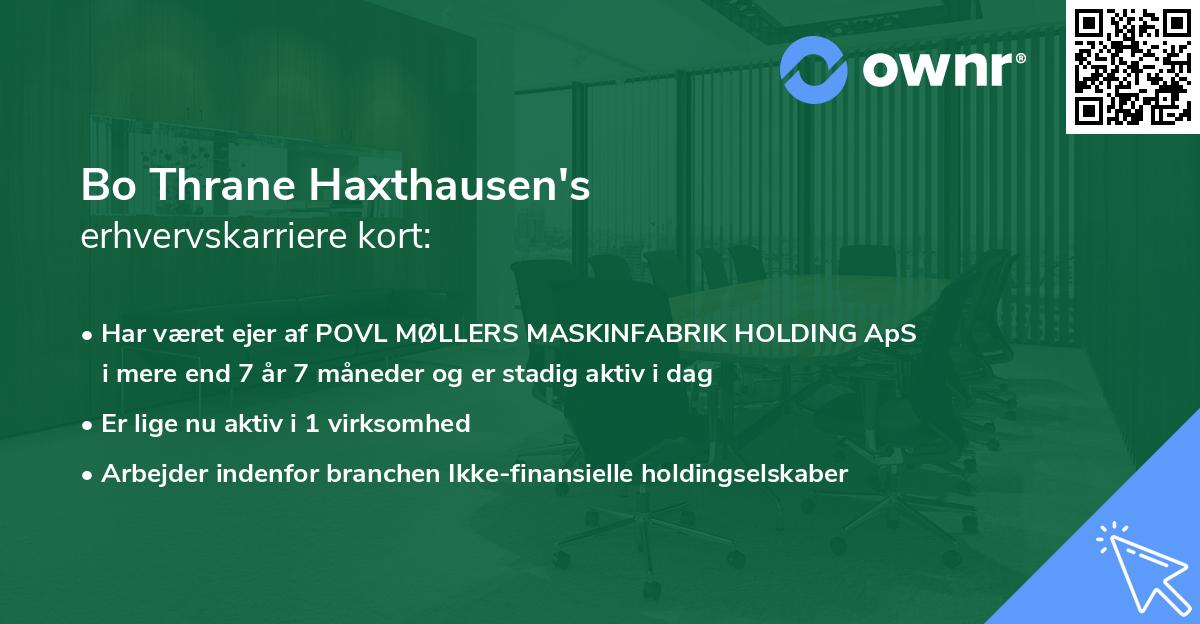 Bo Thrane Haxthausen's erhvervskarriere kort