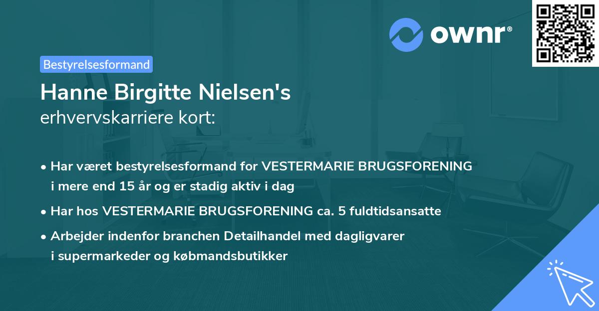 Hanne Birgitte Nielsen's erhvervskarriere kort