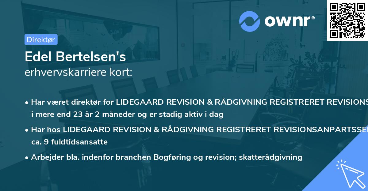 Edel Bertelsen's erhvervskarriere kort