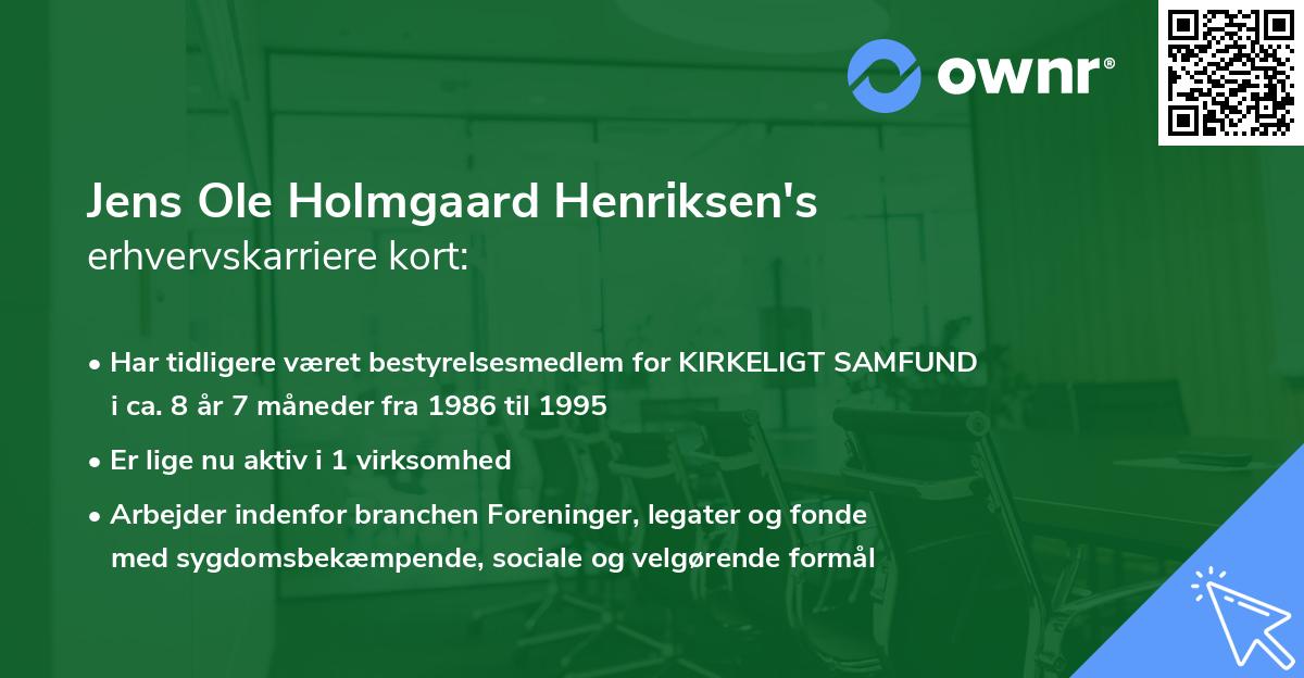 Jens Ole Holmgaard Henriksen's erhvervskarriere kort