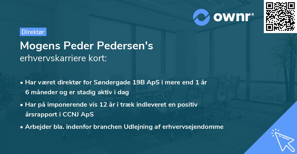 Mogens Peder Pedersen's erhvervskarriere kort