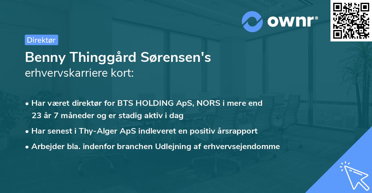 Benny Thinggård Sørensen's erhvervskarriere kort