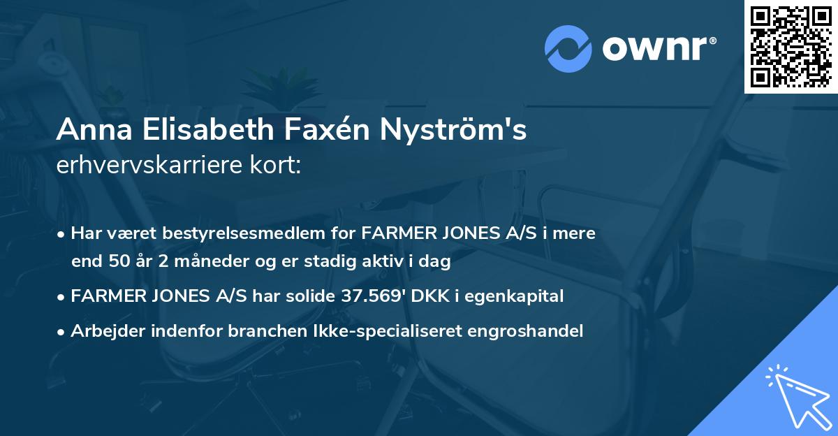 Anna Elisabeth Faxén Nyström's erhvervskarriere kort