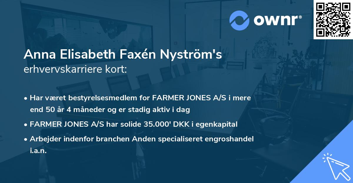 Anna Elisabeth Faxén Nyström's erhvervskarriere kort