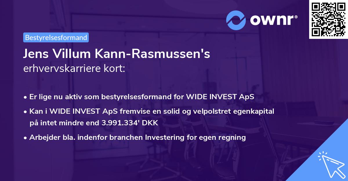 Jens Villum Kann-Rasmussen's erhvervskarriere kort