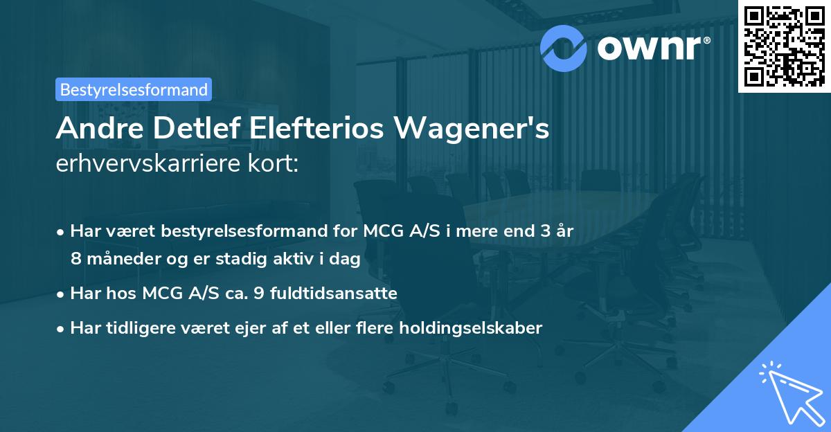 Andre Detlef Elefterios Wagener's erhvervskarriere kort