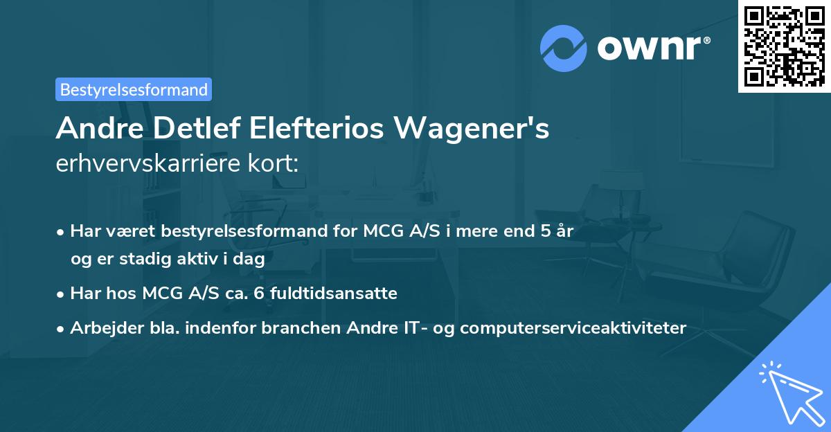 Andre Detlef Elefterios Wagener's erhvervskarriere kort