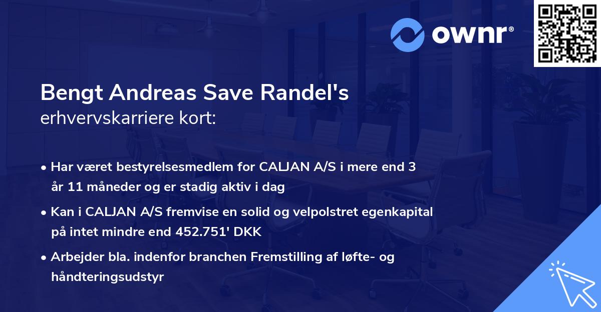 Bengt Andreas Save Randel's erhvervskarriere kort