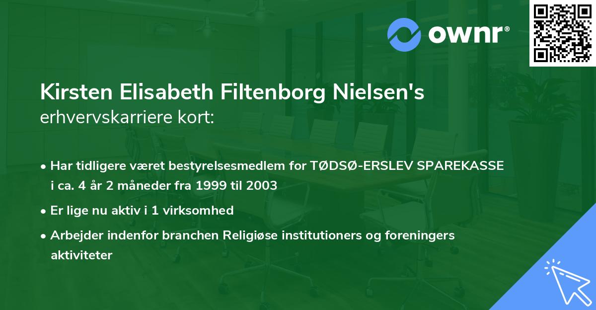 Kirsten Elisabeth Filtenborg Nielsen's erhvervskarriere kort