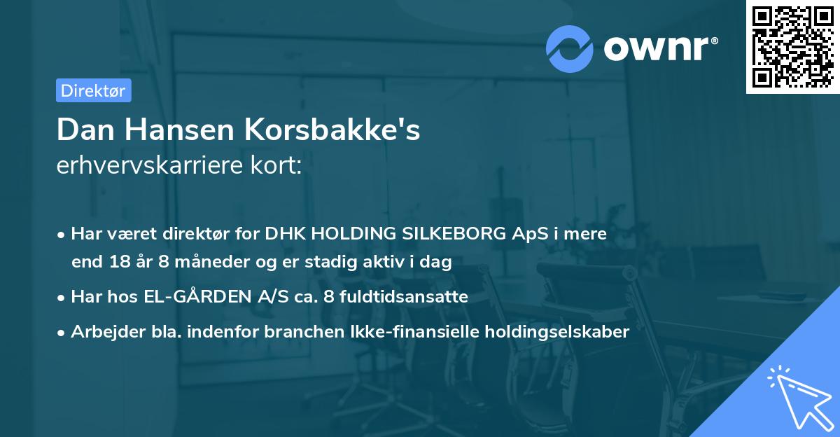Dan Hansen Korsbakke's erhvervskarriere kort