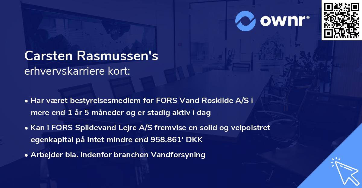 Carsten Rasmussen's erhvervskarriere kort