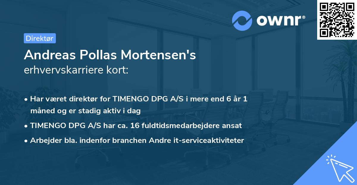 Andreas Pollas Mortensen's erhvervskarriere kort