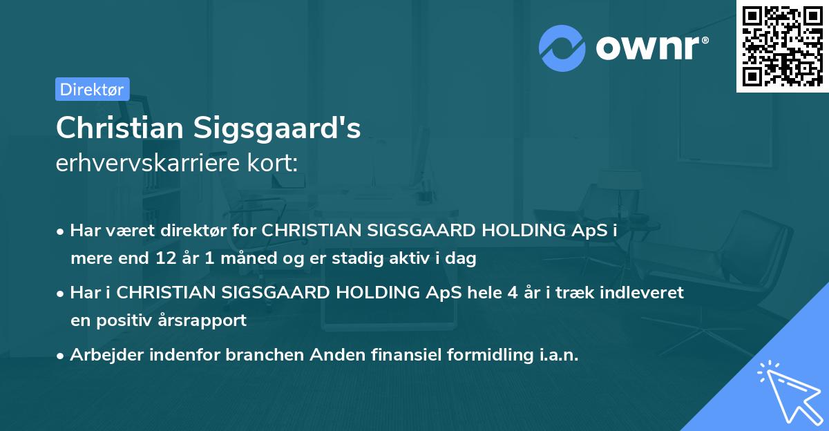 Christian Sigsgaard's erhvervskarriere kort