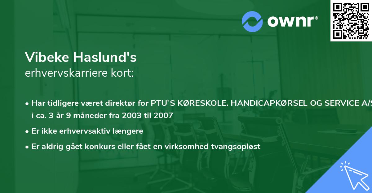 Vibeke Haslund's erhvervskarriere kort