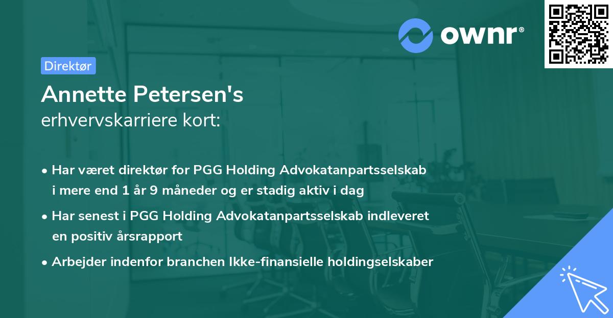 Annette Petersen's erhvervskarriere kort
