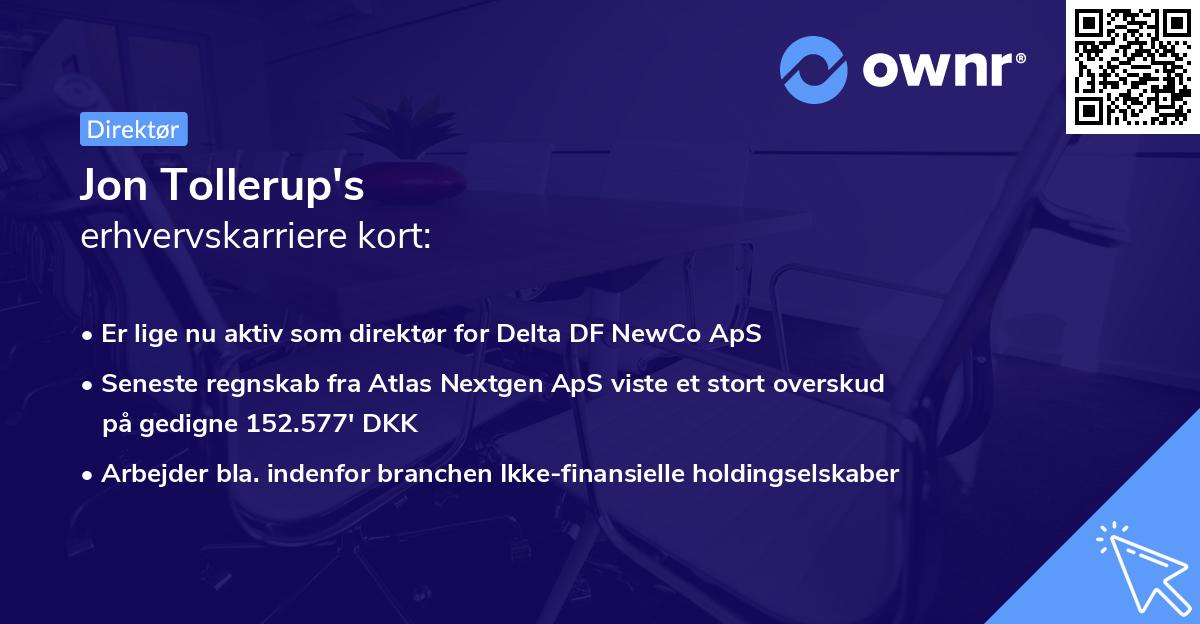 Jon Tollerup's erhvervskarriere kort