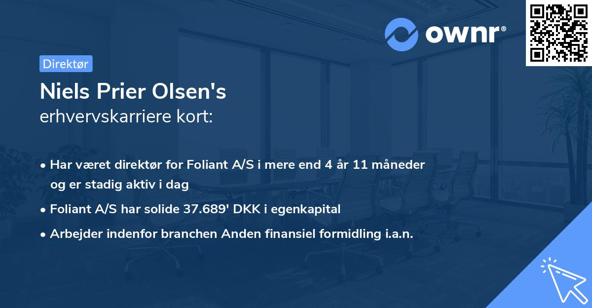 Niels Prier Olsen's erhvervskarriere kort