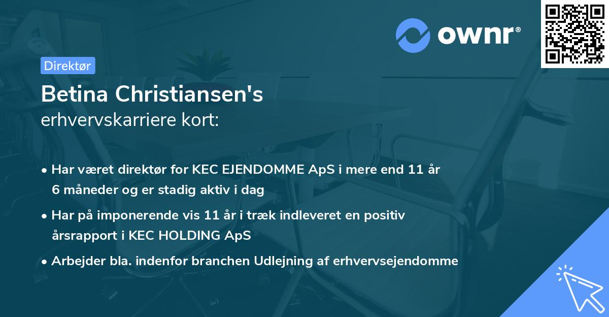 Betina Christiansen's erhvervskarriere kort